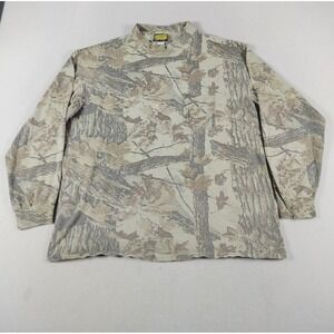 Vintage Sasquatch Shirt Mens 2XL Beige Realtree Camo Mock Neck Pocket Hunting